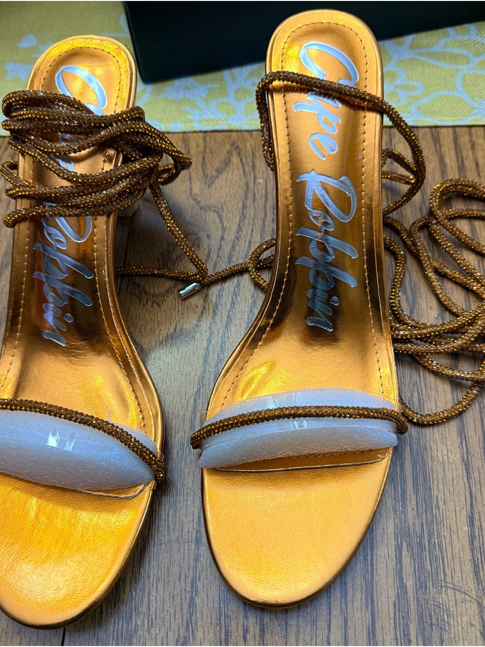Cape Robbin Gold Metallic Lace-Up Heels